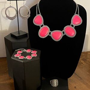 Pink Statement Necklace and Earring Set